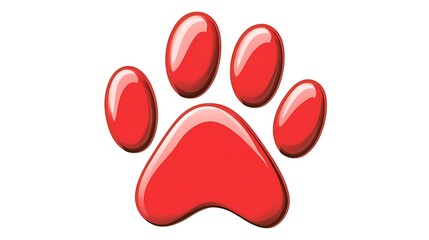 Vibrant Red Paw Print: A Digital Illustration AI Generated