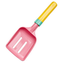 A colorful plastic scoop perfect for beach play, gardening, or creative activities, designed for fun and functionality.