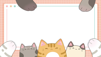 Cartoon picture frame with cat and cat paws
