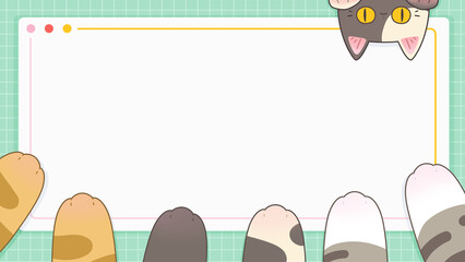 Cartoon picture frame with cat and cat paws