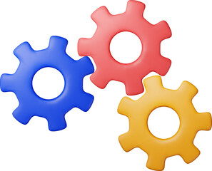 3D geometric colorful gear wheels