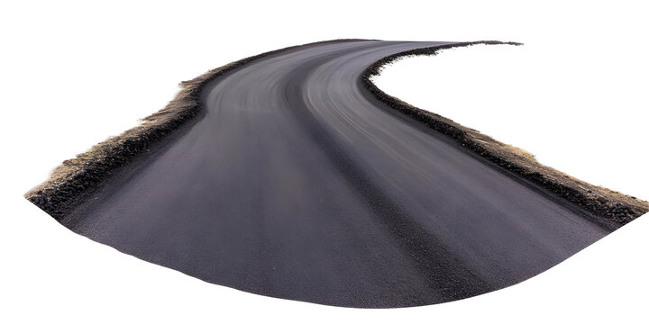 Isolated Road Path with Transparent Background Featuring Gravel Curves Rural Route and Textured Surface Ideal for Rural Open Landscape Background