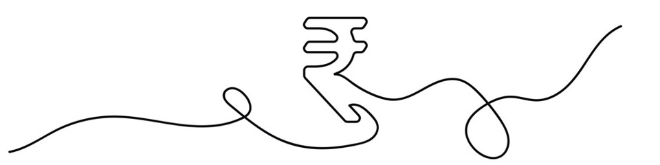 Line art of Indian rupee currency symbol.