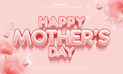 Editable text effect Happy Mother's day template with style premium vector