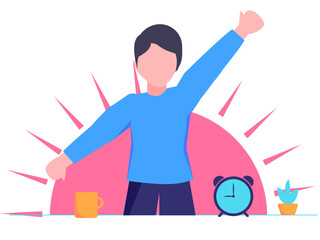 Fototapeta premium Morning Routine to Boost Productivity, vector illustration for web, presentation slides, print, etc
