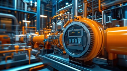 Fototapeta premium Electric-powered machinery operates efficiently in an industrial setting, showcasing technology that reduces emissions and promotes sustainability