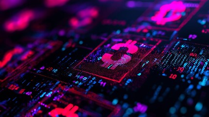 Abstract Digital Currency Exchange Market Data Neon Glow Financial Technology Background
