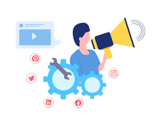 digital marketing agency tools, vector illustration for web, presentation slides, print, etc