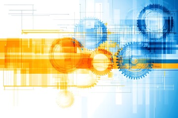 Obraz premium A modern abstract design featuring gear shapes in blue and orange