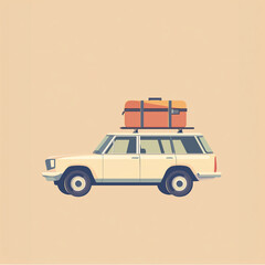 Vintage car with a suitcase for World Tourism Day  