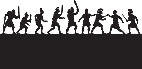 Roman gladiators  silhouette vector art and illustration  
