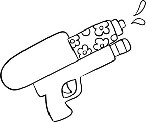 Happy Songkran Day, Buddha statue, water, flowers, hand drawn