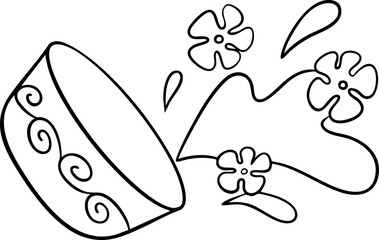 Happy Songkran Day, Buddha statue, water, flowers, hand drawn