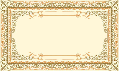 Decorative ornate retro floral blank frame template