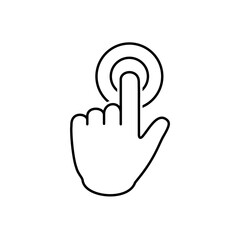 Finger Pressing Doorbell Icon in Line Art Style