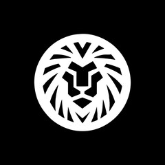 Bold Geometric Lion Face Logo - Minimalist Black Solid Vector Design