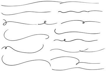 手描きの文字の下の線　アンダーラインセット　ベクター