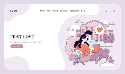 First Love. Flat Vector Illustration