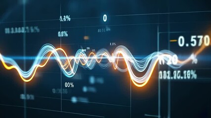 Financial Data Visualization: A captivating digital display of financial data, showcasing dynamic charts, graphs, and numerical readouts that represent the fluctuating market trends. - Powered by Adobe