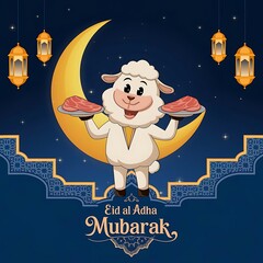 Fototapeta premium Eid al-Adha Celebration with a Joyful Sheep