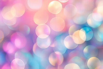 Fototapeta premium A dreamy, colorful abstract background of floating, glowing orbs. These softly pulsating spheres emit gentle hues of pink, lavender, and sky blue, forming a peaceful yet magical atmosphere reminiscent