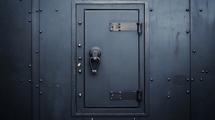 Dark Steel Door with Rivets and Antique Handle