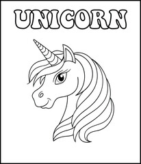 Cute black and white unicorn coloring page.