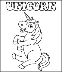 Cute black and white unicorn coloring page