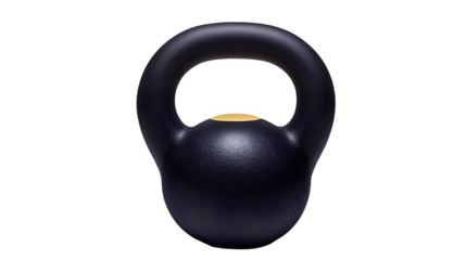 Realistic Image of Black Kettlebell Weight for Gym Strength and Workout Fitness Training Exercise and Bodybuilding Equipment Isolated on Transparent Background