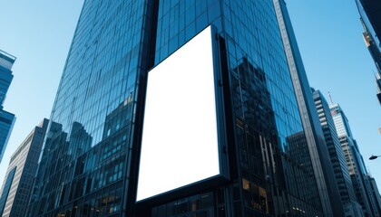 Naklejka premium Blank Billboard on Modern Skyscraper in City Center