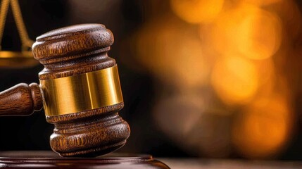 Wooden gavel in court