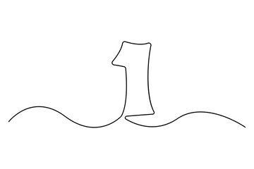 Continuous editable line drawing of number 1. editable One line drawing of number 1 icon Vector illustration
