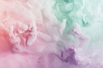 A soft, dreamy colorful abstract background featuring pastel gradients and subtle light leaks. Gentle transitions between pink, lavender, and mint green create a soothing, ethereal effect. Wispy
