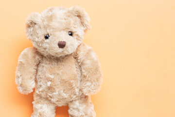 Teddy bear on copy space color background
