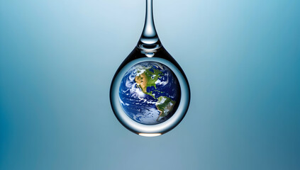 Earth Suspended in a Water Droplet: A Visual Representation of Precious Water Resources