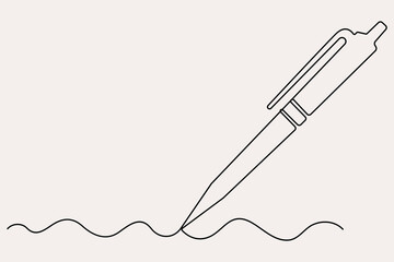 Continuous one line drawing of pen writing symbol outline vector illustration
