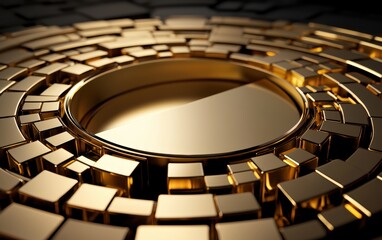 Next-generation quantum processor, golden microcircuitry glowing with energy, ultra-detailed futuristic computing concept, cutting-edge tech visualization