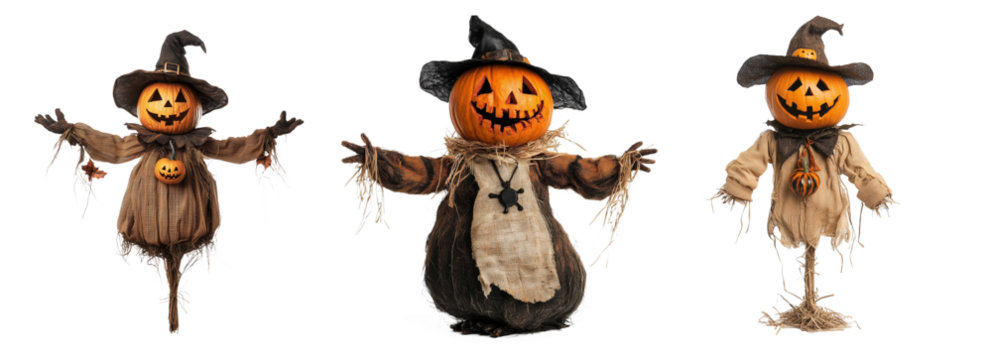 Jack of lantern set isolated on transparent background. PNG. Generated, ai,