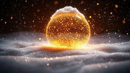Glowing Orb in Winter Wonderland: A Festive Scene