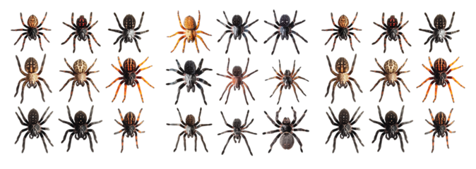 Spider set isolated on transparent background. PNG. Generated, ai,