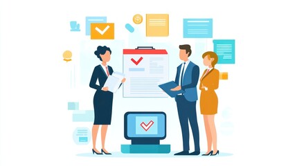 Business people reviewing documents in a meeting room