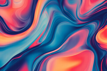Obraz premium A mesmerizing, colorful abstract background featuring flowing smoke patterns. The soft, dynamic curves in deep indigo, neon red, and electric cyan create a mysterious, artistic, and visually hypnotic