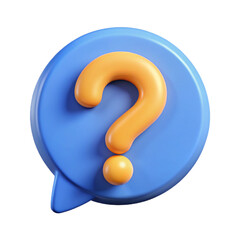 Naklejka premium 3D Render of a Blue Speech Bubble with an Orange Question Mark