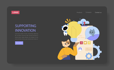 AI For Managers. Flat Vector Illustration