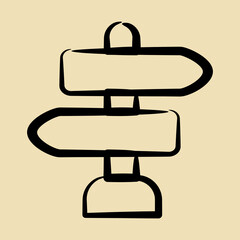 Icon direction sign. Camping and adventure elements. Icons in hand drawn style. Good for prints, posters, logo, advertisement, infographics, etc.