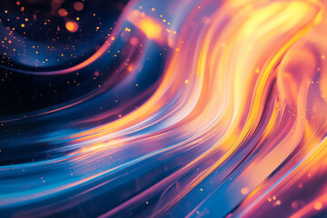 Obraz premium A surreal, colorful abstract background with cascading light trails. The flowing, dynamic streams in radiant gold, deep indigo, and soft peach create a mesmerizing, dreamy, and visually immersive