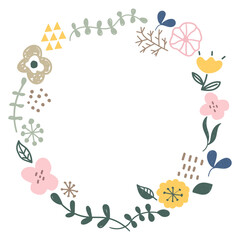 かわいい手描き風の花のフレーム