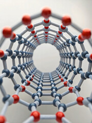 Close-Up View of a Molecular Structure with Interconnected Atoms in a Tunnel Shape
