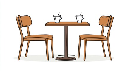 Cafe table with chairs and drinks