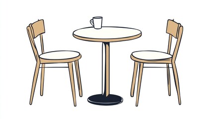 Simple cafe table and chairs illustration